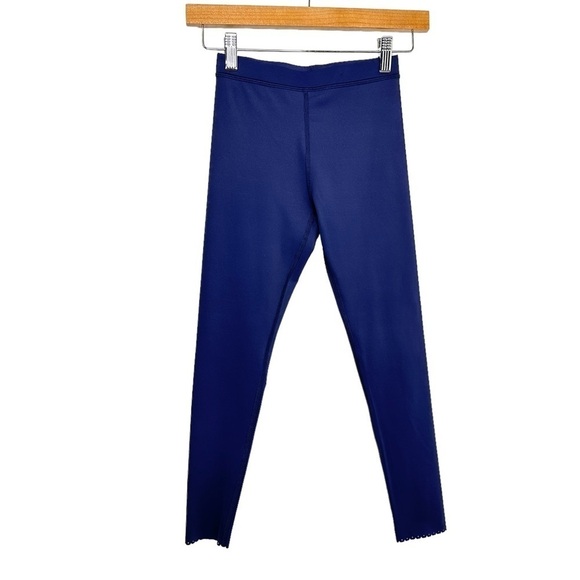 Zyia Active Girls Leggings Size 10-11 Blue Scalloped Ankles Gymnastics Dance - Picture 1 of 7